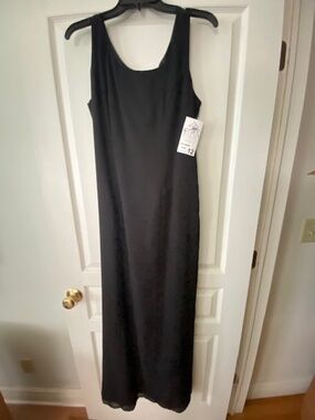 NWT Stage Accents Black floor length "Georgette" dress Size 12